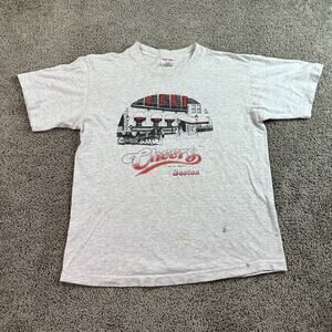 VINTAGE Cheers Shirt Mens L Gray Orange Boston Single Stitch 1992 90s FLAW